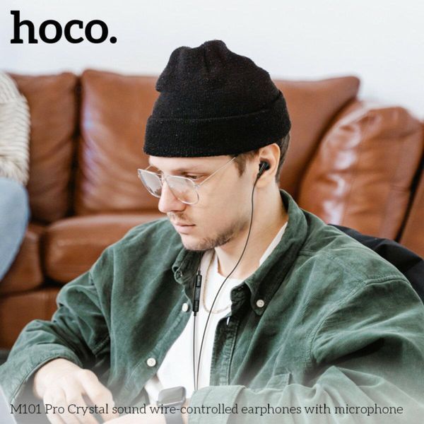 Навушники HOCO M101 Pro Crystal sound wire-controlled earphones with microphone Black 656-03931 фото