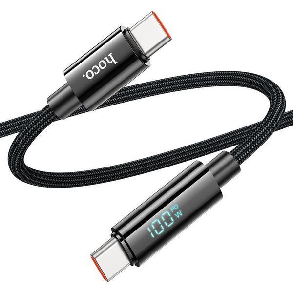 Кабель HOCO U125 Benefit 100W charging data cable with display Type-C to Type-C Black 6942007611930 фото