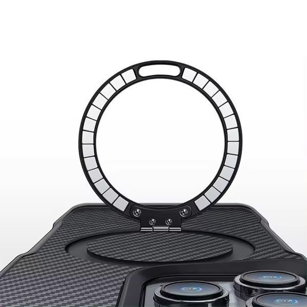 TPU+PC чохол Metal Buttons with MagSafe Carbon Ring для Apple iPhone 16 Pro (6.3") Black 777-08089 фото
