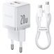 МЗП Baseus Palm Fast Charger 20W (Type-C + USB) 20W + Кабель Type-C to Type-C 60W (1m) White P10111608213-01 фото 1