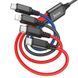 Кабель HOCO X76 USB to iP+Type-C+Type-C+Micro 2A, 1m, nylon, aluminum connectors Black+Red+Blue 6931474768650 фото 1