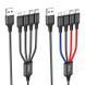 Кабель HOCO X76 USB to iP+Type-C+Type-C+Micro 2A, 1m, nylon, aluminum connectors Black+Red+Blue 6931474768650 фото 3