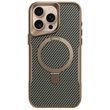 TPU+PC чохол Metal Buttons with MagSafe Carbon Ring для Apple iPhone 16 Pro (6.3") Gold 777-08090 фото