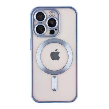 Чехол TPU Metallic Chrome Full Camera with Magsafe для iPhone 13 Pro Max Blue 214-02913 фото