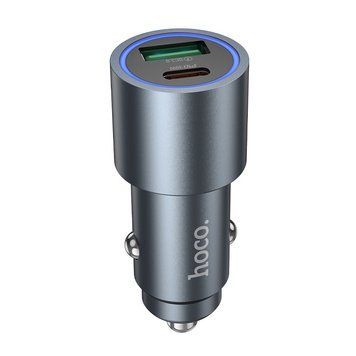 Автомобільний зарядний пристрій HOCO Z60 Bloom 48W dual-port PD30W+QC3.0 multi-protocol car charger Metal Gray 6942007642095 фото