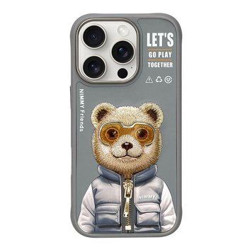 Чохол TPU+PC Nimmy 3D with Metal Buttons для iPhone 16 Pro Max Bear Grey 656-02547 фото