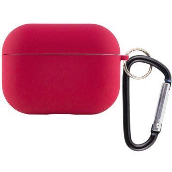 Силиконовый футляр с микрофиброй для наушников Airpods Pro Rose Red 203-00230 фото