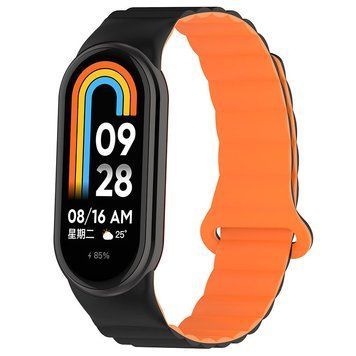 Ремешок Dual-color Magnetic для Xiaomi Mi Band 9/8/10 Black / Orange 212-01647 фото