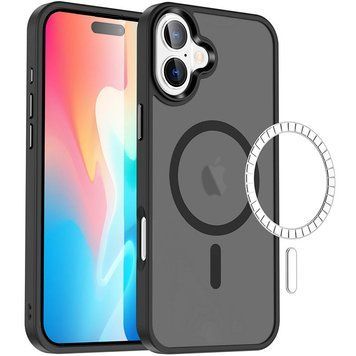 Чехол TPU+PC Metal Buttons with MagSafe Colorful для Apple iPhone 16 Plus (6.7") Black 555-03033 фото