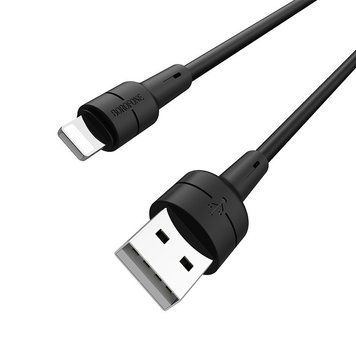 Кабель BOROFONE BX30 USB to iP 2.4A, 1m, silicone, TPE connectors, Black 6931474706867 фото