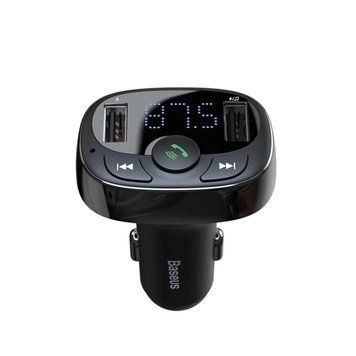 Автомобильное зарядное устройство с FM-модулятором Baseus T Shaped S-09A Car Bluetooth MP3 Player (Standard Edition) Black 656-00569 фото