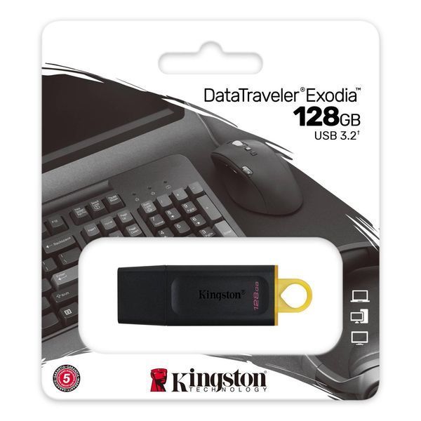 Флеш-накопичувач Kingston USB 3.2 DT Exodia 128GB Black/Yellow DTX/128GB фото