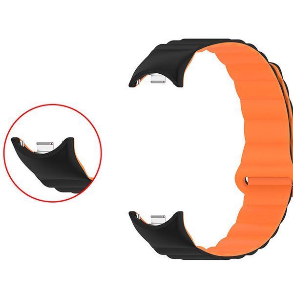 Ремешок Dual-color Magnetic для Xiaomi Mi Band 9/8/10 Black / Orange 212-01647 фото