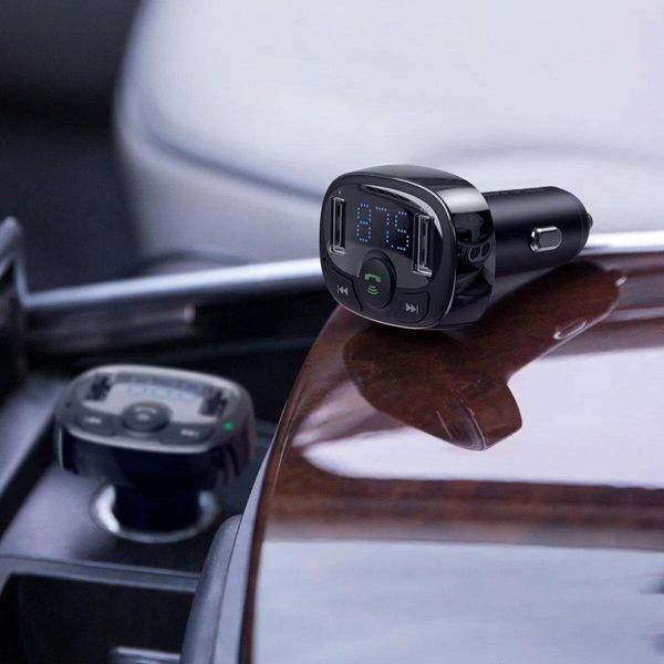Автомобильное зарядное устройство с FM-модулятором Baseus T Shaped S-09A Car Bluetooth MP3 Player (Standard Edition) Black 656-00569 фото