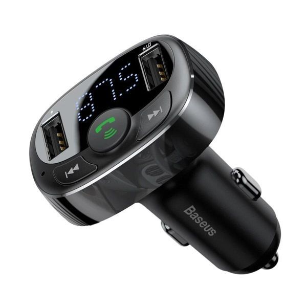 Автомобильное зарядное устройство с FM-модулятором Baseus T Shaped S-09A Car Bluetooth MP3 Player (Standard Edition) Black 656-00569 фото