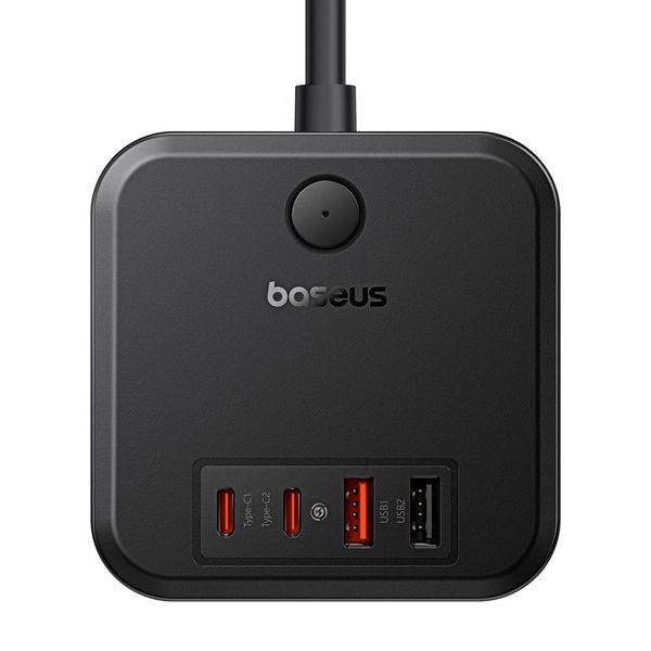 Мережевий зарядний пристрій Baseus PowerCombo Cube Power Strip 3AC+2U+2C 30W 1.5m EU Cluster Black E00066400117-00 фото