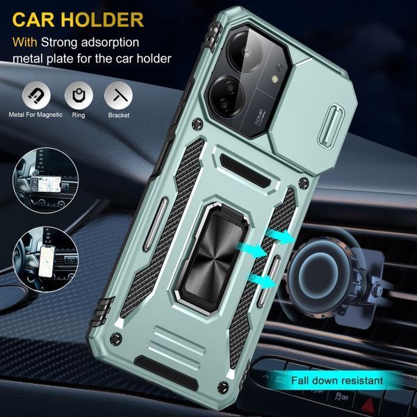 Ударостійкий чохол Camshield Army Ring для Xiaomi Redmi 13C / Poco C65 Light Green 777-04999 фото