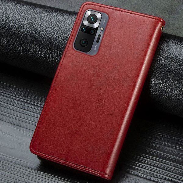 Кожаный чехол-книжка GETMAN Gallant (PU) для Xiaomi Redmi Note 10 Pro / 10 Pro Max Red 777-06515 фото