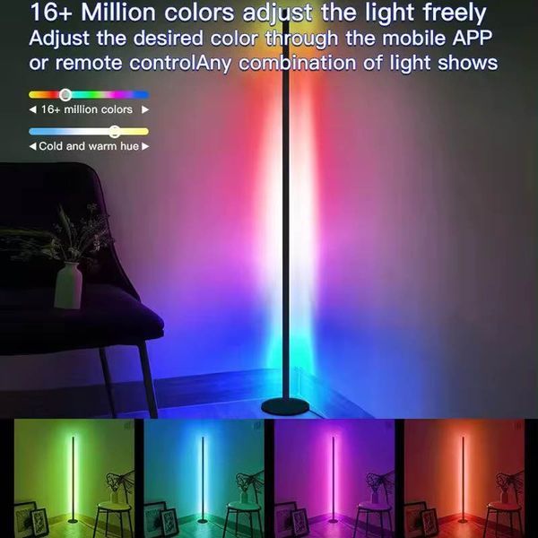 Підлогова кутова LED лампа RGB SAL-005B 120cm Bluetooth USB with app Black 656-03724 фото