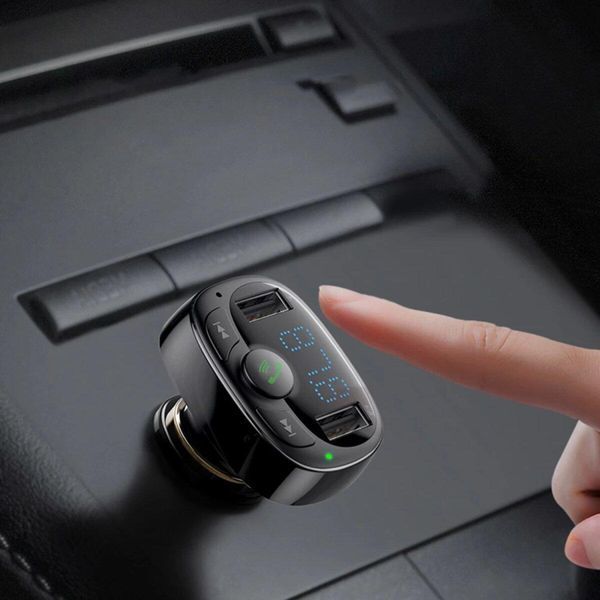 Автомобильное зарядное устройство с FM-модулятором Baseus T Shaped S-09A Car Bluetooth MP3 Player (Standard Edition) Black 656-00569 фото