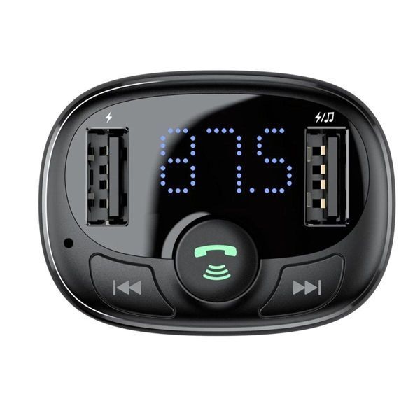 Автомобильное зарядное устройство с FM-модулятором Baseus T Shaped S-09A Car Bluetooth MP3 Player (Standard Edition) Black 656-00569 фото