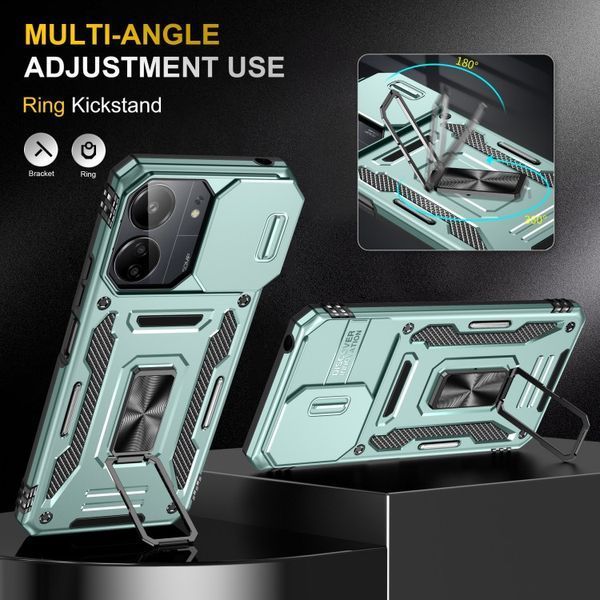 Ударостійкий чохол Camshield Army Ring для Xiaomi Redmi 13C / Poco C65 Light Green 777-04999 фото