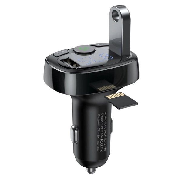 Автомобильное зарядное устройство с FM-модулятором Baseus T Shaped S-09A Car Bluetooth MP3 Player (Standard Edition) Black 656-00569 фото