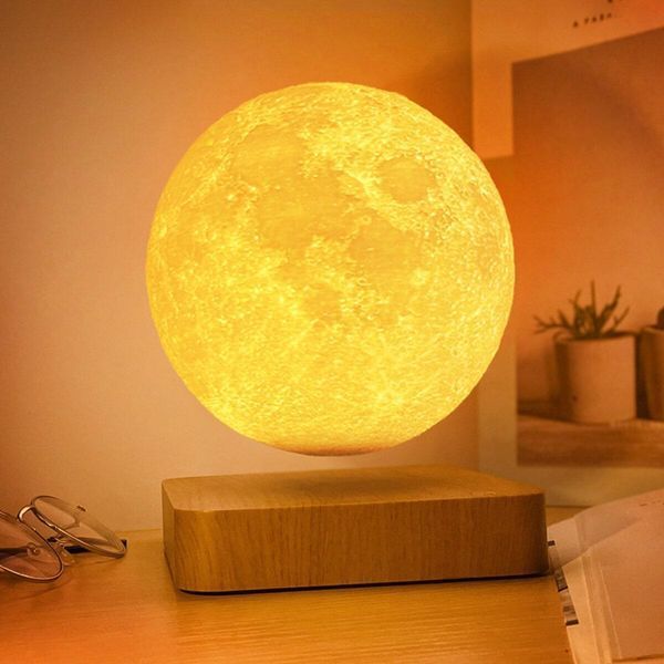 Магнитная левитирующая лампа HCNT Levitating Lamp Moon Light Wood Grain 656-03266 фото