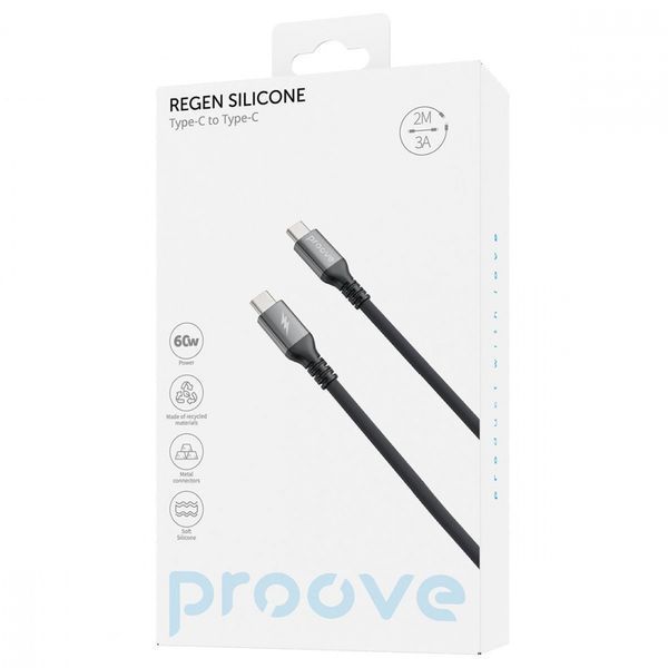 Кабель Proove ReGen Silicone Type-C to Type-C 60W (2m) black 656-02584 фото