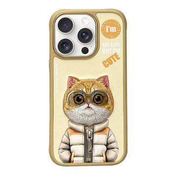 Чехол TPU+PC Nimmy 3D with Metal Buttons для iPhone 16 Pro Max Cat Khaki 656-02548 фото