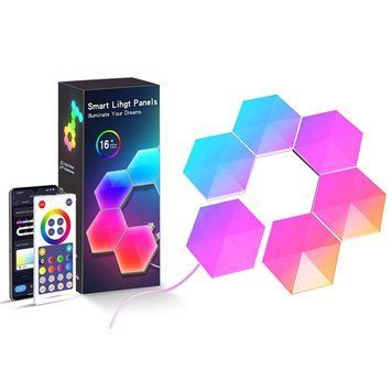 Модульный настінний світильник LED RGB 5V соты SAL-011B 6pcs Bluetooth USB with app white 656-03725 фото