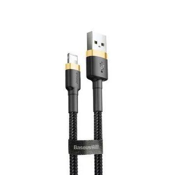 Кабель Baseus Cafule USB to Lightning 2.4A 1m Чорний із золотим 209-00218 фото