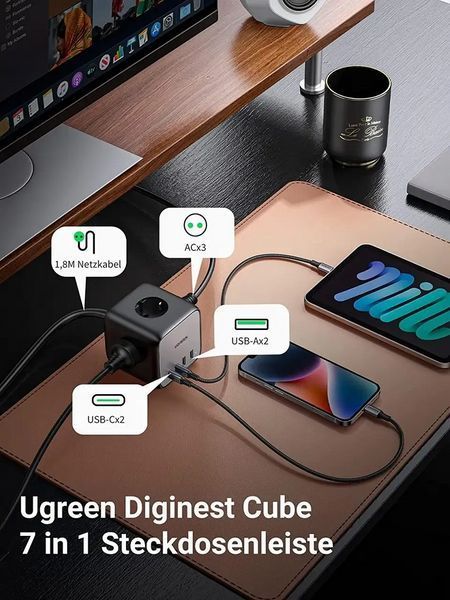 Сетевое зарядное устройство UGREEN CD268 65W DigiNest Cube (2C2A) (UGR-60113) UGR-60113 фото