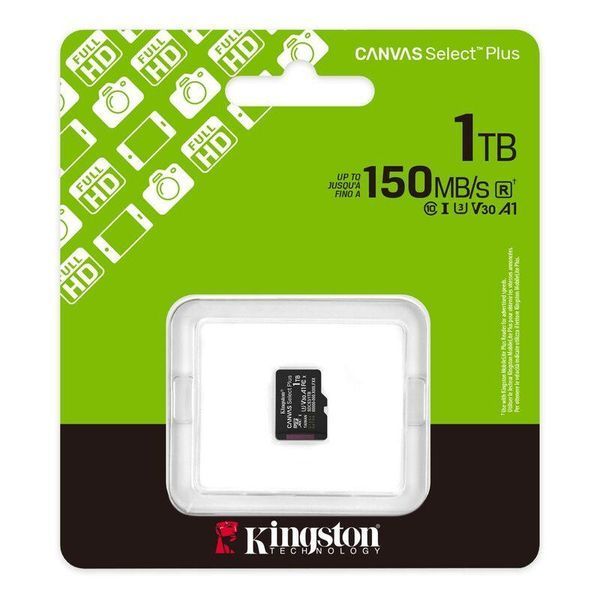Карта памяти microSDXC (UHS-1 U3) Kingston Canvas Select Plus Gen3 1Tb class 10 А1 V30 (R-150MB/s) SDCS3/1TBSP фото