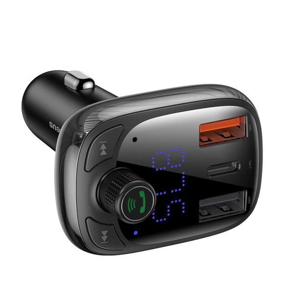 Автомобільний зарядний пристрій з FM-модулятором Baseus T Shaped S-13 Car Bluetooth MP3 Player (PPS Fast Charger Edition) Black 656-00570 фото