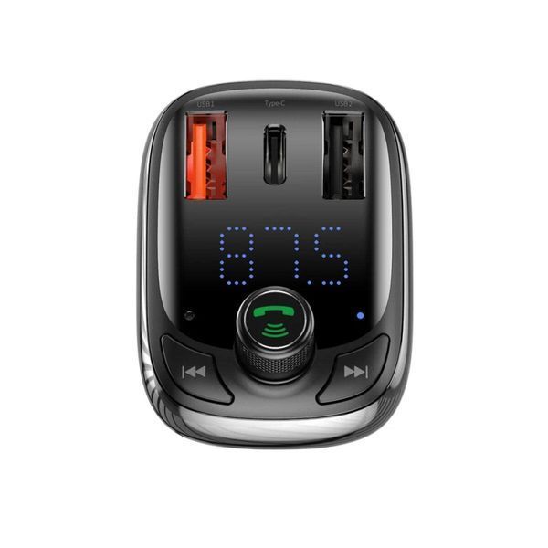 Автомобільний зарядний пристрій з FM-модулятором Baseus T Shaped S-13 Car Bluetooth MP3 Player (PPS Fast Charger Edition) Black 656-00570 фото