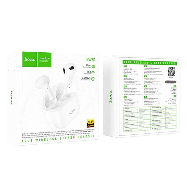 Бездротові навушники HOCO EW30 Intelligent true wireless BT headset White 656-03883 фото