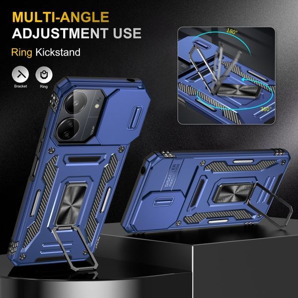 Ударопрочный чехол Camshield Army Ring для Xiaomi Redmi 13C / Poco C65 Navy Blue 777-05000 фото