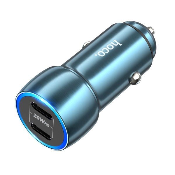 Автомобильное зарядное устройство HOCO Z48 Tough 40W dual port(2C) car charger Sapphire Blue 656-00353 фото