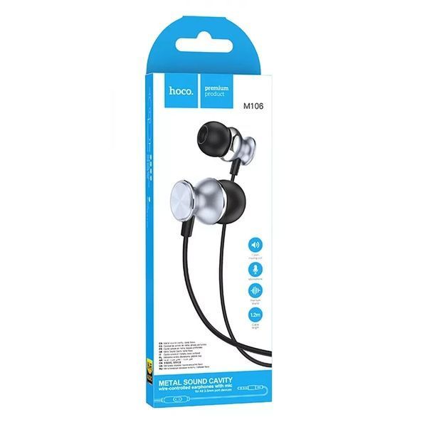 Навушники Hoco M106 Fountain metal mic Black 221-00020 фото