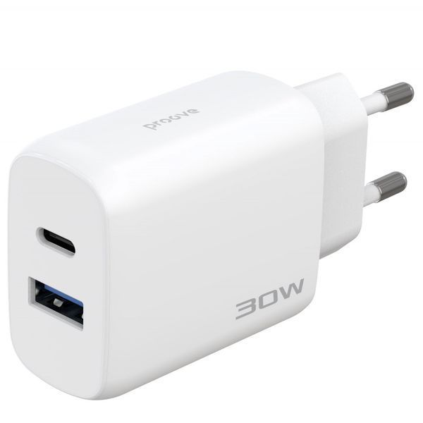 МЗП Proove Silicone Power 2 30W (Type-C + USB) + КабельType-C to Type-C (1m) White WCSP23011002 фото