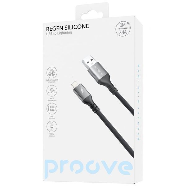 Кабель Proove ReGen Silicone USB to Lightning 2.4A (1m) black 656-02585 фото