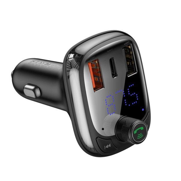Автомобільний зарядний пристрій з FM-модулятором Baseus T Shaped S-13 Car Bluetooth MP3 Player (PPS Fast Charger Edition) Black 656-00570 фото