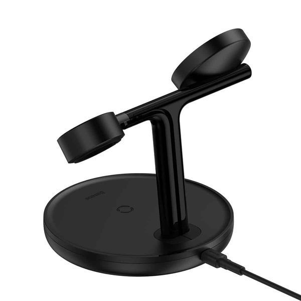 Беспроводное зарядное устройство Baseus Swan 3-in-1 Wireless Magnetic Charging Bracket 20W Black Universal 656-01267 фото
