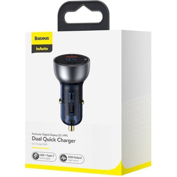 Автомобильное зарядное устройство Baseus Particular Digital Display QC+PPS Dual Quick Charger Car Charger 65W Shallow tarnish CCKX-C0A фото