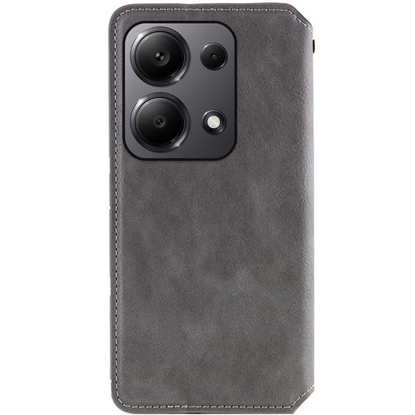 Шкіряний чохол-книжка GETMAN Cubic для Xiaomi Redmi Note 13 Pro 4G / Poco M6 Pro 4G Сірий 555-01685 фото