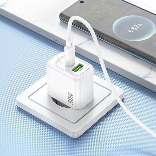 Мережевий зарядний пристрій HOCO CS55A Surplus PD30W+QC3.0 charger White 6942007631549 фото
