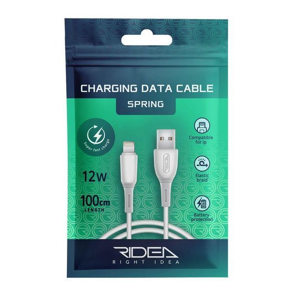 Кабель Ridea RC-M133 Spring 12W USB to Lightning Білий 209-00164 фото