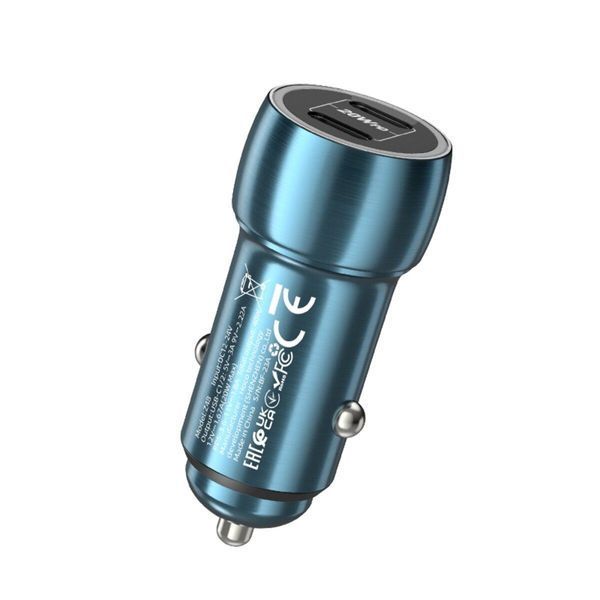 Автомобильное зарядное устройство HOCO Z48 Tough 40W dual port(2C) car charger Sapphire Blue 656-00353 фото