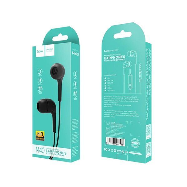 Навушники HOCO M40 Prosody universal earphones with microphone Black 656-03933 фото